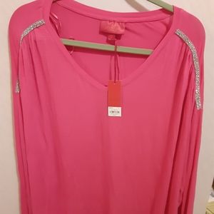 New!!! Womens Jennifer Lopez Pink Top 1X